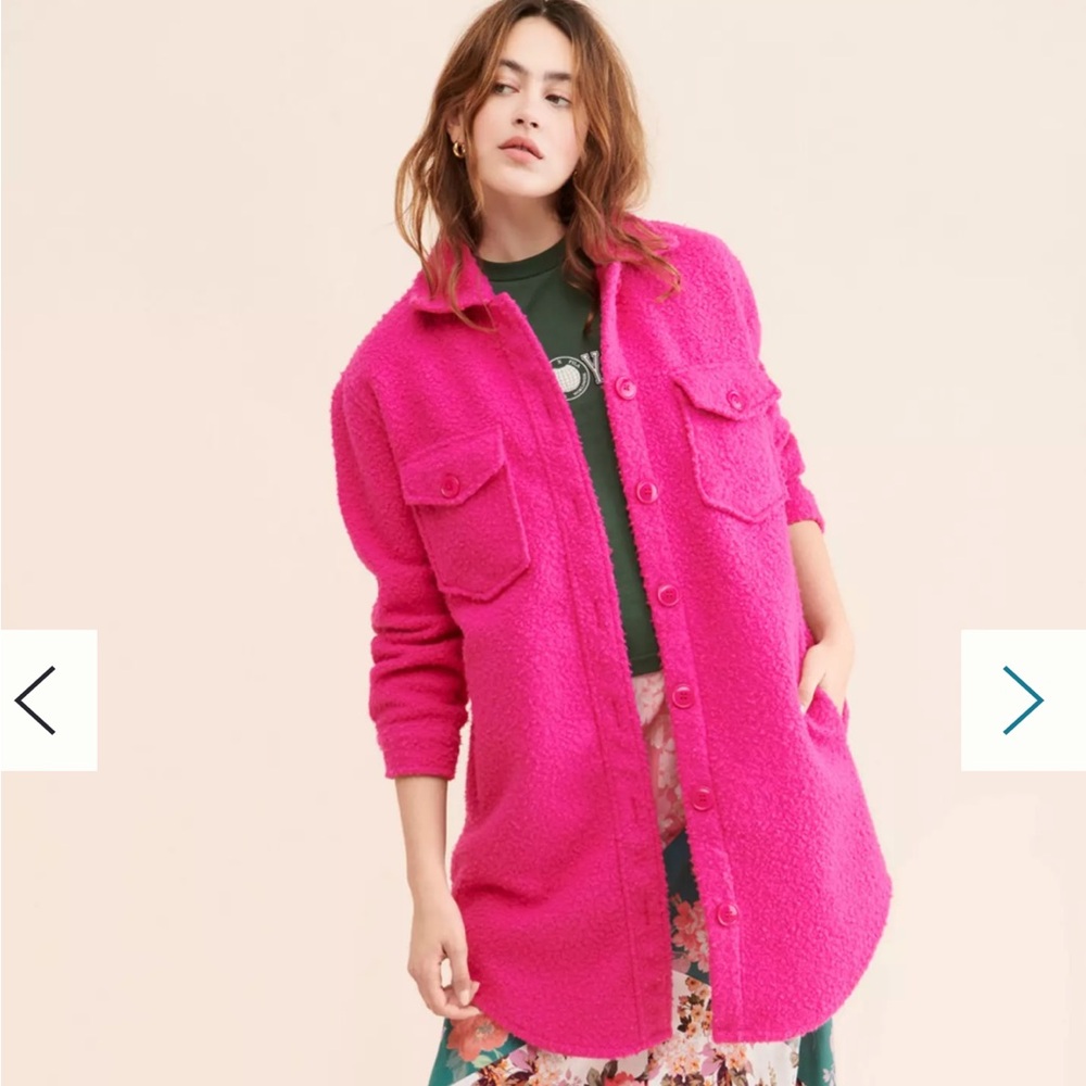 RD Style Hot Pink Boucle Shirt Jacket